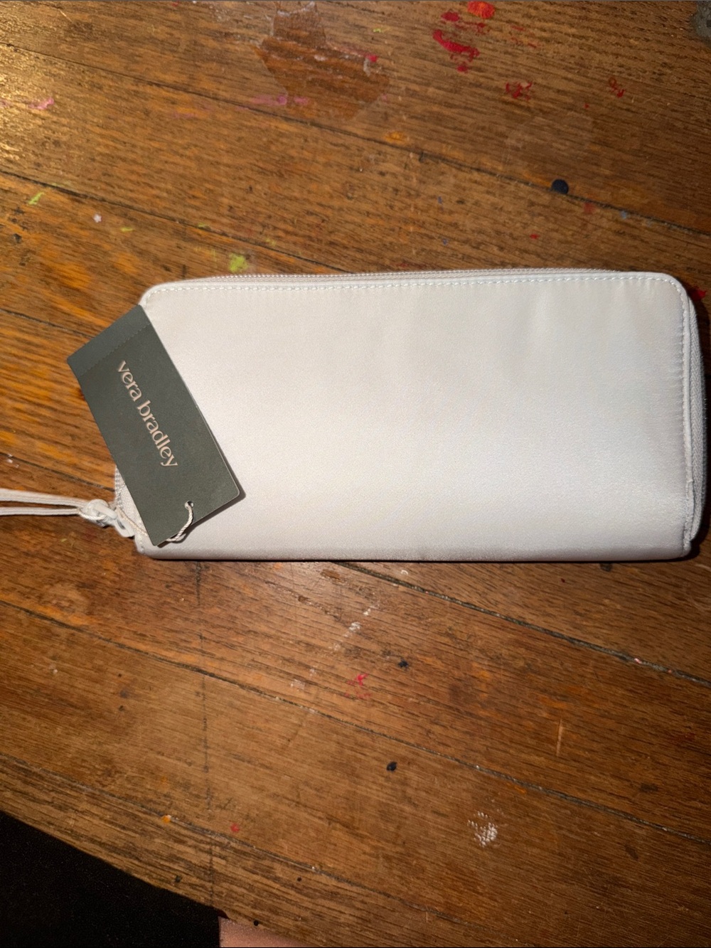 Vera Bradley White Zip-Around Wristlet Wallet with Tag